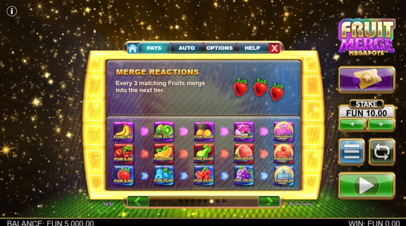 Fruit Merge Megapots - fuziunea fructelor în Hold and Spin